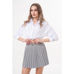 Kemerli Pileli Mini Gri Etek - KED1001 - 38