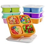 KEMETHY 6 Adet Bento Atıştırmalık Kabı, Yeniden Kullanılabilir 4 Bölmeli Kapaklı Yiyecek Saklama Kabı, Bölünmüş Öğle Yemeği Konteyneri, Dondurucu, Mikrodalga ve Bulaşık Makinesinde Yıkanabilir (6