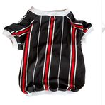 Kemique Black Red White Striped Oval Yaka Tişört Köpek Elbisesi