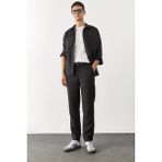 Ken Beli Lastikli Keten Chino Pantolon-Siyah - S/28
