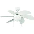 Kendal KCF281 60W 30 Inç Beyaz Altı Kanatlı Lambalı Ipli Tavan Vantilatörü