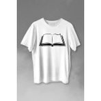 Kendim Seçtim Açık Kitap Sayfası Edebiyat Roman Şiir Şair Adam Baskılı Tişört T-Shirt Beyaz - XS - 63A-Beyaz