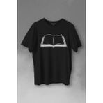 Kendim Seçtim Açık Kitap Sayfası Edebiyat Roman Şiir Şair Adam Baskılı Tişört T-Shirt - Siyah