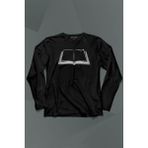 Kendim Seçtim Açık Kitap Sayfası Edebiyat Roman Şiir Şair Adam Uzun Kollu Tişört Baskılı T-Shirt - 001-Siyah - XL