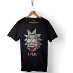 Kendim Seçtim Albert Einstein Rick And Morty Beyaz E=mc2 Işık Hızı Baskılı Tişört T-Shirt - XL - Siyah