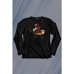 Kendim Seçtim Ateş Çıkaran Super Mario Smash Bros Oyun Uzun Kollu Tişört Baskılı T-Shirt - 001-Siyah
