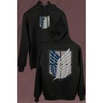 Kendim Seçtim Attack On Titan Regiments Scout Symbol Ön ve Arka Baskılı Sweatshirt Unisex Kapüşonlu Hoodie - 2XL - 000-Siyah