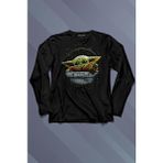 Kendim Seçtim Baby On Board Yoda Star Wars Yeşil Bebek Mandalorian Uzun Kollu Tişört Baskılı T-Shirt - 001-Siyah