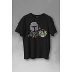 Kendim Seçtim Baby Yoda Mando Figür The Mandalorian Bebek Yoda Star Wars Baskılı Tişört T-Shirt - XL - Siyah