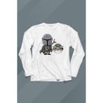 Kendim Seçtim Baby Yoda Mando Figür The Mandalorian Bebek Yoda Star Wars Uzun Kollu Tişört - 001-Beyaz - XL