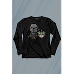 Kendim Seçtim Baby Yoda Mando Figür The Mandalorian Bebek Yoda Star Wars Uzun Kollu Tişört Baskılı T-Shirt - 001-Siyah - 2XL