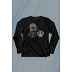 Kendim Seçtim Baby Yoda Mando Figür The Mandalorian Bebek Yoda Star Wars Uzun Kollu Tişört Baskılı T-Shirt - 001-Siyah - XL