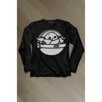 Kendim Seçtim Baby Yoda Star Wars Mandalorian Uzay Mekiği Uzun Kollu Tişört Baskılı T-Shirt - 001-Siyah - XL
