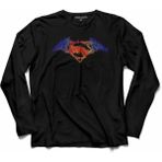 Kendim Seçtim Batman V Vs Superman Watercolor Logo Uzun Kollu Tişört - 001-Siyah
