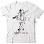 Kendim Seçtim Become Death Skull Tüfek Kuru Kafa Skeleton Erkek Tişört - Beyaz