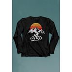 Kendim Seçtim Bisiklet Doğa Gezi Turu Outdoor Travel Retro Uzun Kollu Tişört Baskılı T-Shirt - 001-Siyah