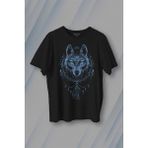Kendim Seçtim Bozkurt Kurt Kafası Wolf Mavi Baskılı Tişört T-Shirt - Siyah - XL