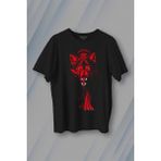 Kendim Seçtim Bozkurt Kurt Kafası Wolf Sarı Kırmızı Baskılı Tişört T-Shirt - Siyah - XL