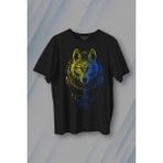 Kendim Seçtim Bozkurt Kurt Kafası Wolf Sarı Lacivert Baskılı Tişört T-Shirt - Siyah - XL
