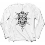 Kendim Seçtim Cadılar Bayramı Kuru Kafa Halloween Uzun Kollu Tişört Baskılı T-Shirt - 001-Beyaz