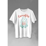 Kendim Seçtim Camping Fire Kamp Ateşi Outdoor Travel Gezgin Baskılı Tişört T-Shirt Beyaz - XS - 63A-Beyaz