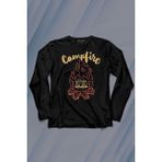 Kendim Seçtim Camping Fire Kamp Ateşi Outdoor Travel Gezgin Uzun Kollu Tişört Baskılı T-Shirt - 001-Siyah - 2XL