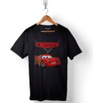 Kendim Seçtim Cars Şimşek Mcqeen Arabalar Logo Baskılı Tişört Unisex T-Shirt - Siyah - XS