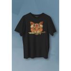 Kendim Seçtim Cat Sushi Japanese Vintage Sokak Baskılı Siyah T-Shirt Unisex Tişört