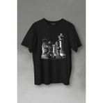 Kendim Seçtim Chess Satranç Taşları Fil At Kale Vezir Santranç Baskılı Tişört T-Shirt - Siyah