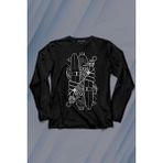 Kendim Seçtim Disenos Papaz Iskambil Kağıdı Çizim Uzun Kollu Tişört Baskılı T-Shirt - 001-Siyah - XS