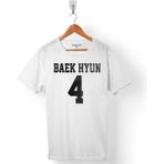 Kendim Seçtim Exo Baekhyun 4 Baek Hyun Logo Erkek Tişört - Beyaz - Renkli - XL