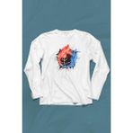 Kendim Seçtim Fire Meteor Basketball Ateş Topu Uzun Kollu Tişört - XS - 001-Beyaz