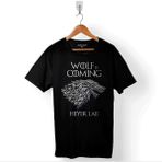 Kendim Seçtim Game Of Thrones House Stark Wolf Is Coming Baskılı Tişört Unisex T-Shirt - Siyah - XL