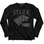 Kendim Seçtim Game Of Thrones Stark Wınter Is Comıng Uzun Kollu Tişört - 001-Siyah - XL