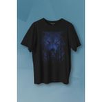 Kendim Seçtim Gece Vahşi Ormada Bozkurt Bordo Maviz Gözlü Kurt Wolf Baskılı Tişört Unisex T-Shirt10 - Siyah
