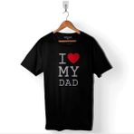Kendim Seçtim I Love My Dad Babalar Doğum Günü Hediye Baskılı Tişört Unisex T-Shirt - Siyah - XS