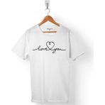 Kendim Seçtim I Love You Kalp Sonsuzluk İşareti Beyaz Erkek Tişört