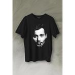 Kendim Seçtim Johnny Depp Sigara Karayip Korsanları Slüet Baskılı Tişört T-Shirt - Siyah