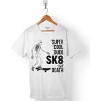 Kendim Seçtim Kaykay Skateboardıng Kuru Kafa Death Kay Kay Sporu Erkek Tişört - Beyaz - Renkli