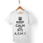 Kendim Seçtim Keep Calm And Bts Army Logo Bangtan Boys Erkek Tişört - 2XL - Beyaz - Renkli
