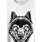Kendim Seçtim Kırmızı Gözlü Vahşi Kurt Kafası Wolf Head Bozkurt Baskılı Tişört Unisex T-Shirt - Siyah