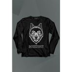 Kendim Seçtim Kırmızı Gözlü Vahşi Kurt Kafası Wolf Head Bozkurt Uzun Kollu Tişört Baskılı T-Shirt - 001-Siyah - XS