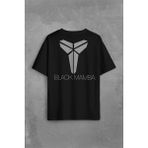 Kendim Seçtim Kobe Bryant Black Mamba Logo Nba Basketball Sırt Ön Baskılı Oversize Tişört T-Shirt - Siyah