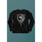 Kendim Seçtim Kurt Işlemeli Dövme Wolf Silüeti Uzun Kollu Tişört Baskılı T-Shirt - 001-Siyah - 2XL