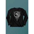Kendim Seçtim Kurt Işlemeli Dövme Wolf Silüeti Uzun Kollu Tişört Baskılı T-Shirt - 001-Siyah - XS
