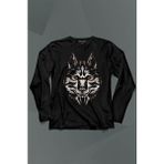 Kendim Seçtim Kurt Kafası Wolf Head Bozkurt Kırmızı Gözlü Uzun Kollu Tişört Baskılı T-Shirt - 001-Siyah - XS