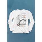 Kendim Seçtim Line Art Kadın Çizim Minimal Uzun Kollu Tişört - 001-Beyaz - XL