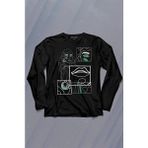 Kendim Seçtim Line Art Kadın Çizim Minimal Uzun Kollu Tişört Baskılı T-Shirt - 001-Siyah - XS
