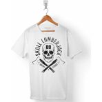 Kendim Seçtim Lumberjack Balta Kuru Kafa Balta Skeleton Erkek Tişört - XXL - Beyaz