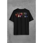 Kendim Seçtim Marvel Spiderman Hulk Deadpool Iron Man Sırt Ön Baskılı Oversize Tişört T-Shirt - XL - Siyah
